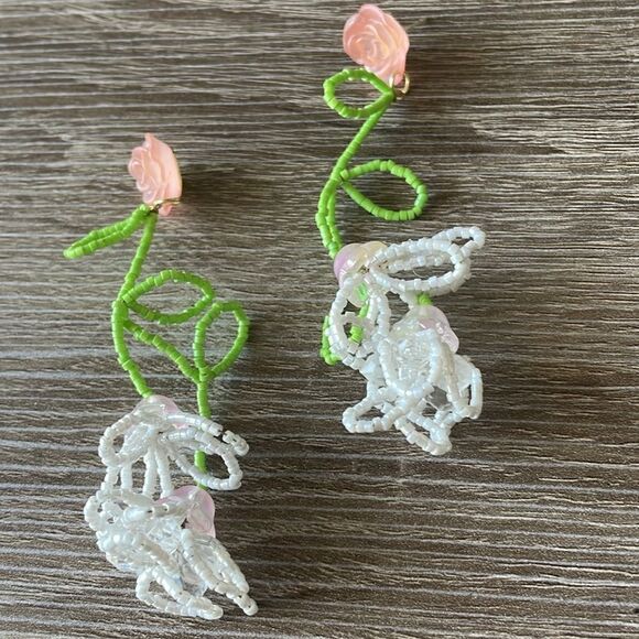 Bohemian flower drop earrings N236 - Picture 4 of 5